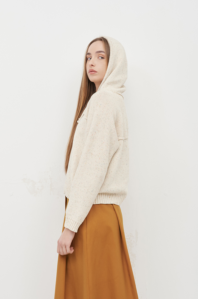 Худі бавовна айворі твід в'язане (СВ 67)